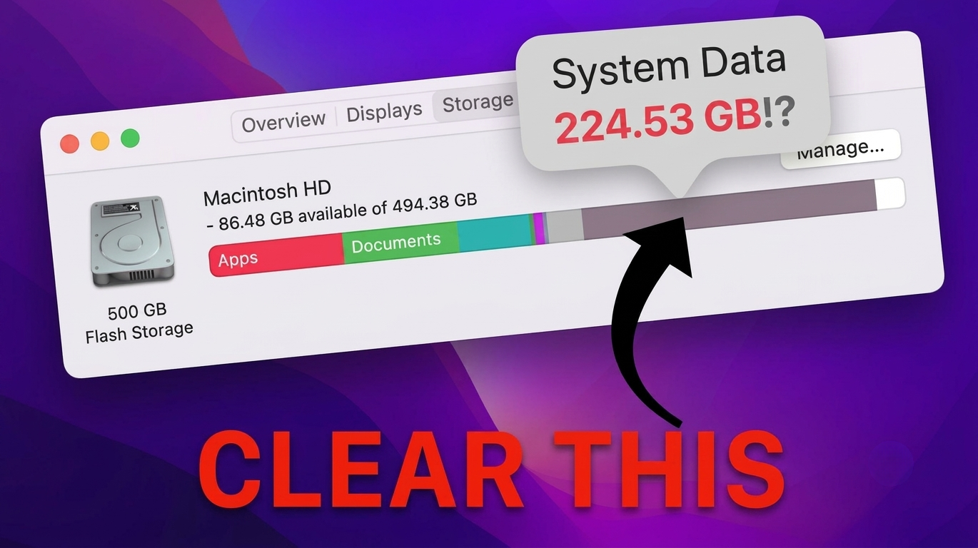 macOS Storage panel showing System Data